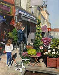 oiol painting Paris FRance flower market