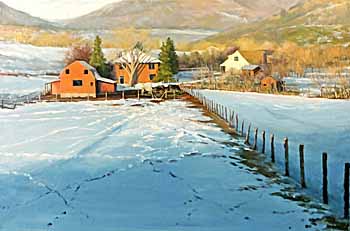 colorado landscape, snow landscape, cold winter day, barns