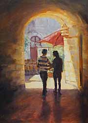 couple FRance oil painting